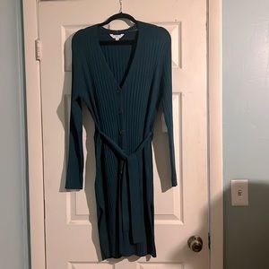 Time and Tru Women’s Long Sleeve Button Front Ribbed Cardigan with Belt